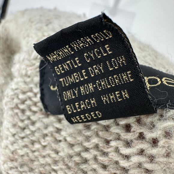 Joan Harper Knit Sweater Vest Womens M Tan Wool Blend Shawl Collar Ribbed Trim - Picture 6 of 6